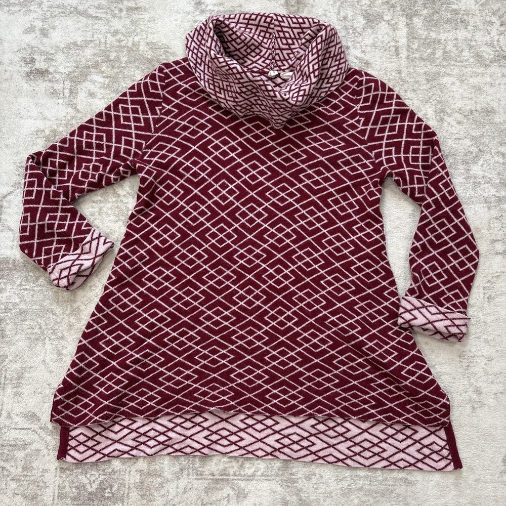 Anthropologie Moth Women's Small Red Sweater‎ Cowl Neck Oversize Cozy Soft